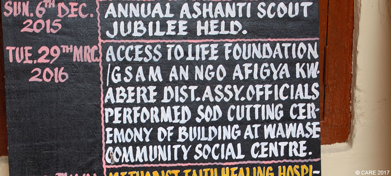Noticeboard showing evidence for GSAM project