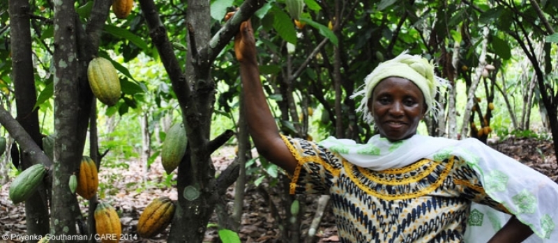 A woman cocoa farmer in Cote d'Ivoire
