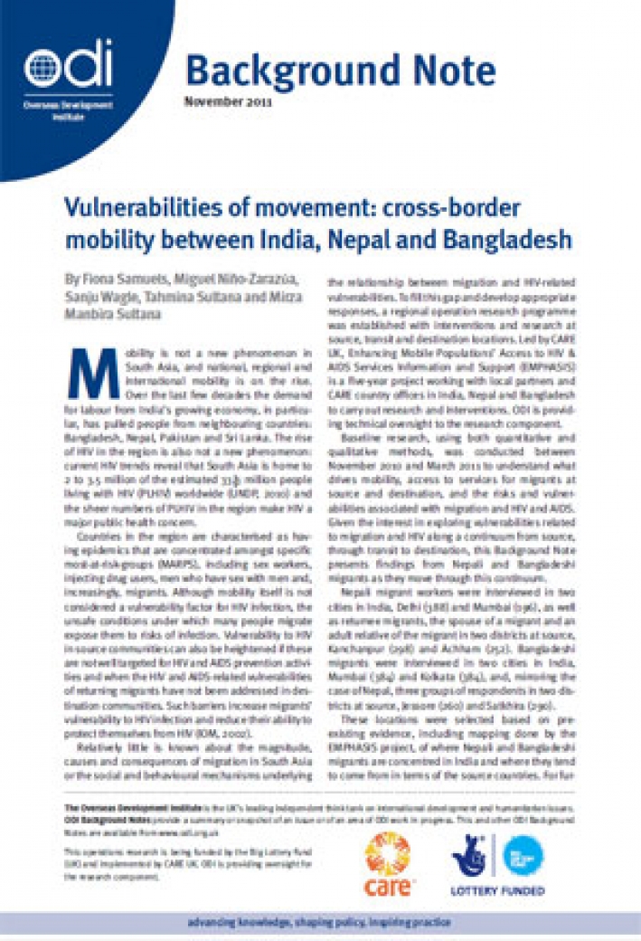 Vulnerabilities of movement: cross-border mobility between India, Nepal and Bangladesh