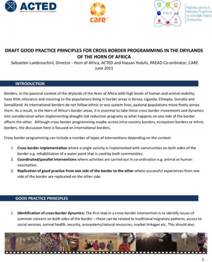 Good practice principles for cross border programming in the drylands of the Horn of Africa
