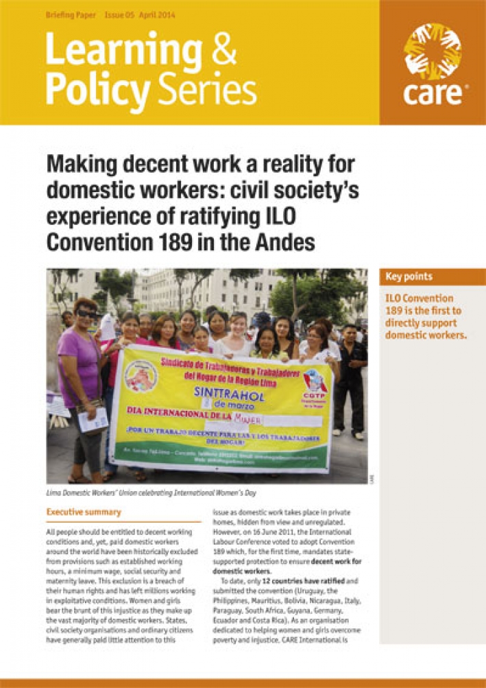 Making decent work a reality for domestic workers: civil society's experience of ratifying ILO Convention 189 in the Andes