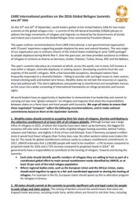 CARE International position on the 2016 Global Refugee Summits