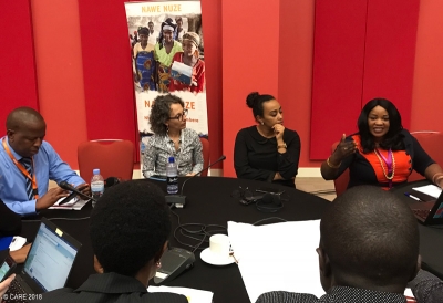 Nicedore Nkurunziza facilitating a discussion on working with adolescent girls at the SG2018 POWER Africa learning session