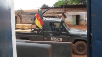 A jeep run by MISCA - the African-led International Support Mission to the Central African Republic