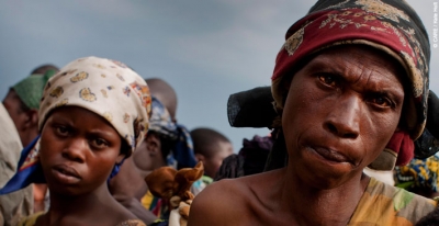 A woman and her daughter who were forced to flee their home because of conflict in the Democratic Republic of Congo, 2012