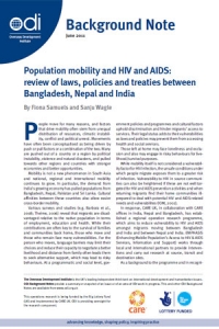 Population mobility and HIV and AIDS: review of laws, policies and treaties between Bangladesh, Nepal and India