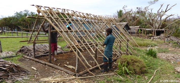 Re-building a house just a week after Cyclone Pam hit