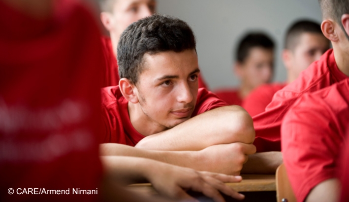 Boys in Pristina taking part in CARE's Young Men Initiative
