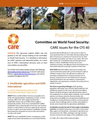 Committee on World Food Security: CARE issues for the CFS 40
