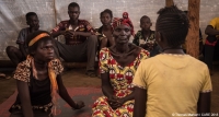 Refugees from the DRC rehearsing a play about GBV in CARE&rsquo;s psychosocial support centre at a refugee camp in Uganda
