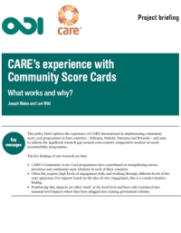 CARE&rsquo;s experience with Community Score Cards: What works and why? - project briefing
