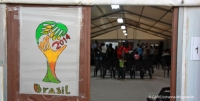 Syrian refugees watching the World Cup in CARE&rsquo;s Community Centre in Azraq Camp, Jordan