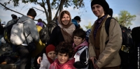 A family of Syrian refugees at the Serbia-Croatia border in 2015