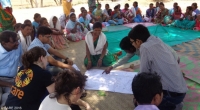 A meeting with the target group of a climate change adaptation project in Chhattisgarh, India