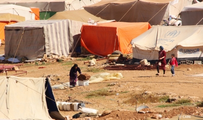 Hundreds of refugees' tents outside Amman, Jordan
