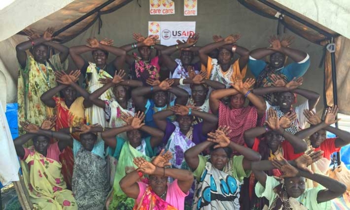 Women in Wau Shilluk in South Sudan demonstrating their opposition to conflict and GBV