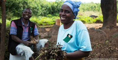 Lizzy Hofisi and her husband Robert, participants in the CARE cash transfer programme in Masvingo, Zimbabwe