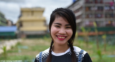 A garment factory worker in Cambodia - one of the faces of CARE's #ThisIsNotWorking campaign
