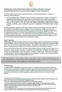 Briefing paper to the UN High Level Panel on Women&rsquo;s Economic Empowerment Working Group on Financial, Digital Inclusion and Property