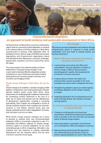 Community-based adaptation: an approach to build resilience and sustainable development in West Africa