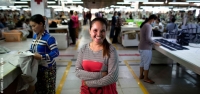 Workers in a garment factory in Cambodia