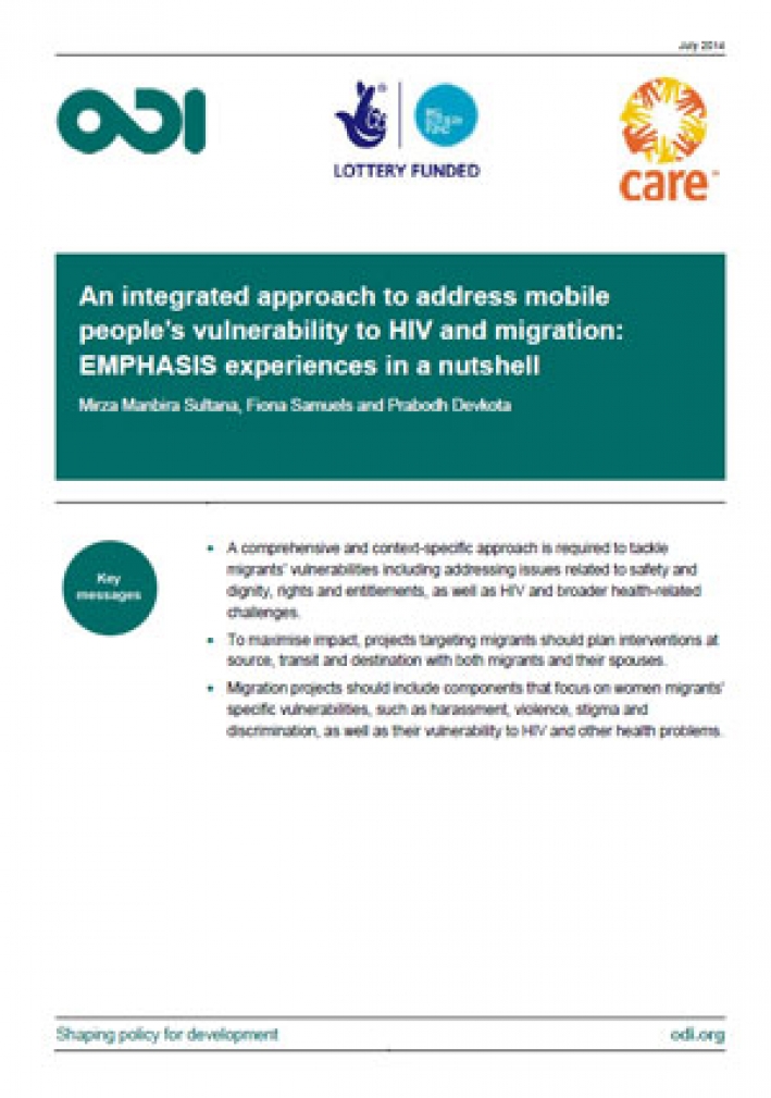 An integrated approach to address mobile people&rsquo;s vulnerability to HIV and migration: EMPHASIS experiences in a nutshell