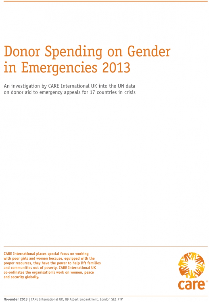 Donor Spending on Gender in Emergencies 2013