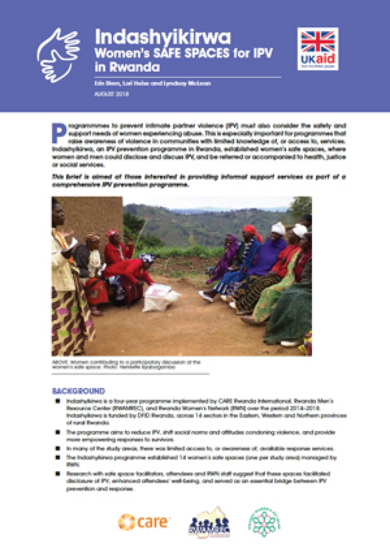 Indashyikirwa Women&rsquo;s Safe spaces for IPV in Rwanda - Practice brief