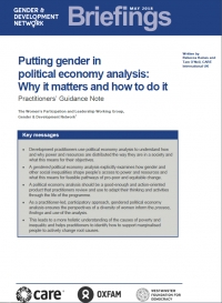 Putting gender in political economy analysis: Why it matters and how to do it