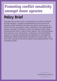 Promoting Conflict Sensitivity Among Donor Agencies &ndash; Policy Brief