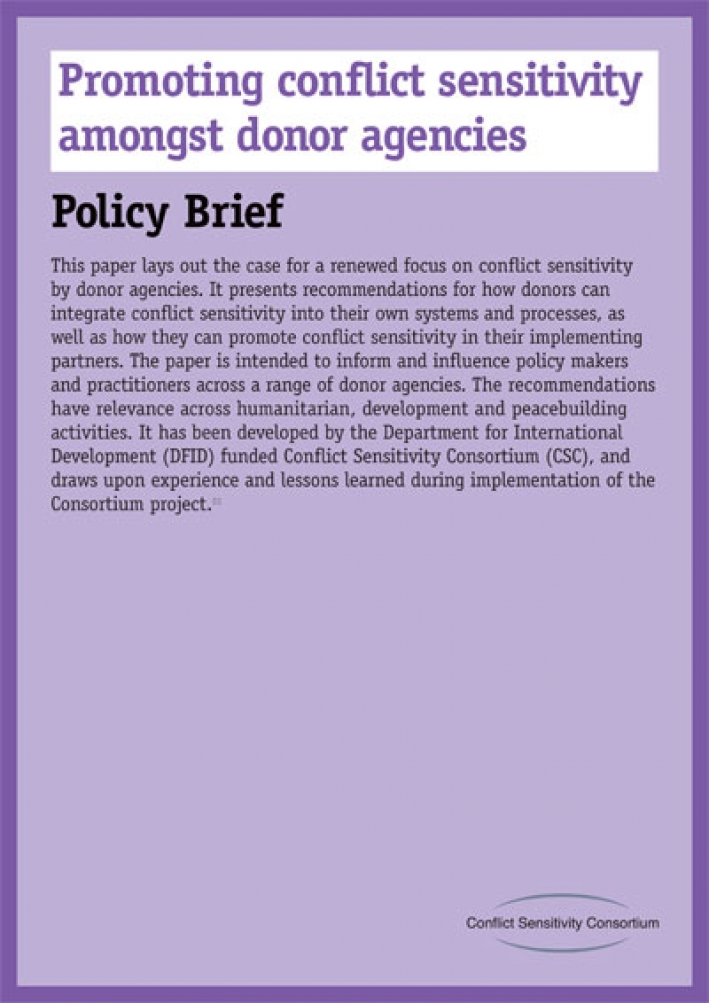 Promoting Conflict Sensitivity Among Donor Agencies &ndash; Policy Brief