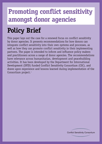 Promoting Conflict Sensitivity Among Donor Agencies &ndash; Policy Brief