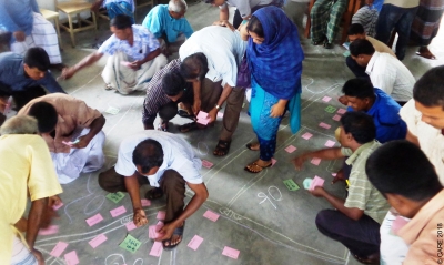 Group engaging in participatory analysis mapping activity, Bangladesh 