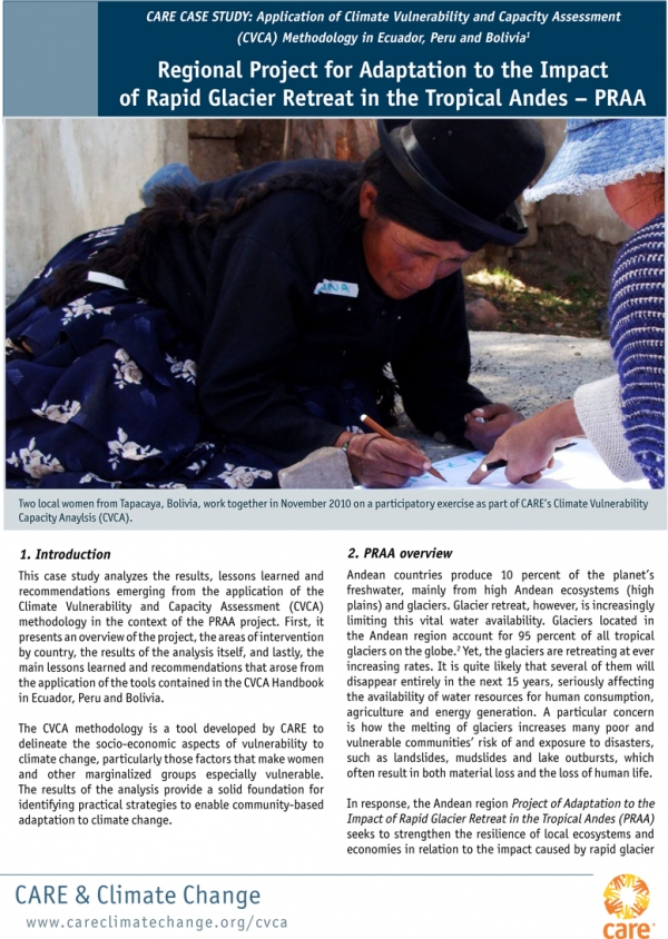 CARE CASE STUDY: Application of Climate Vulnerability and Capacity Assessment (CVCA) Methodology in Ecuador, Peru and Bolivia